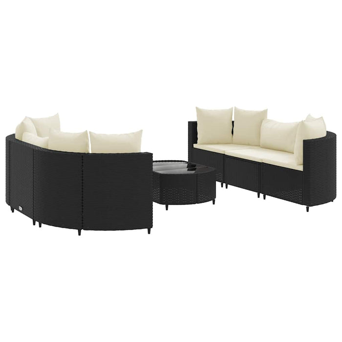 Set Divani da Giardino con Cuscini 7pz Nero Polyrattan 3308432