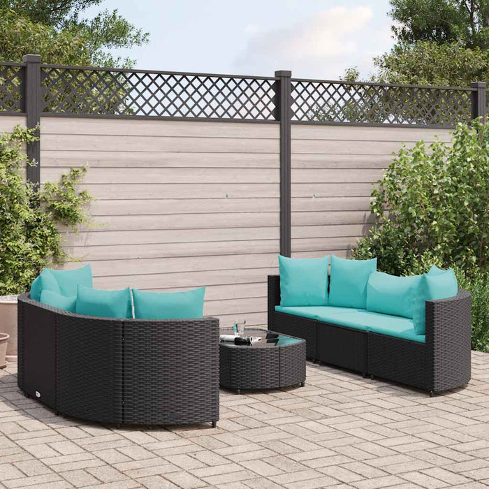 Set Divani da Giardino con Cuscini 7pz Nero Polyrattan 3308436