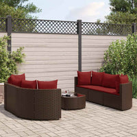 vidaXL Set Divani da Giardino 7 pz con Cuscini Marrone in Polyrattan