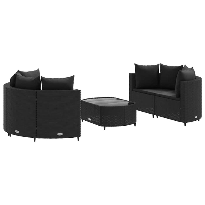 vidaXL Set Divani da Giardino 5 pz con Cuscini in Polyrattan Nero