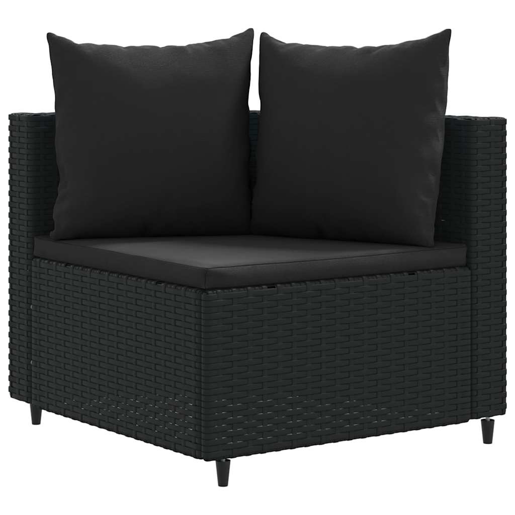 vidaXL Set Divani da Giardino 5 pz con Cuscini in Polyrattan Nero