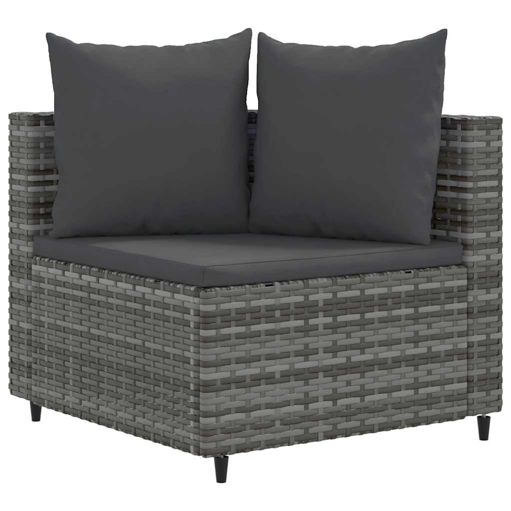 Set Divani da Giardino 3 pz con Cuscini Grigio in Polyrattan 3308450