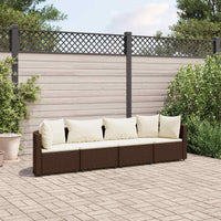 Set Divano da Giardino 4 pz con Cuscini-Sofa da Giardino-Divanetto da esterno Marrone in Polyrattan 185561