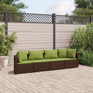 vidaXL Set Divano da Giardino 4 pz con Cuscini Marrone in Polyrattan
