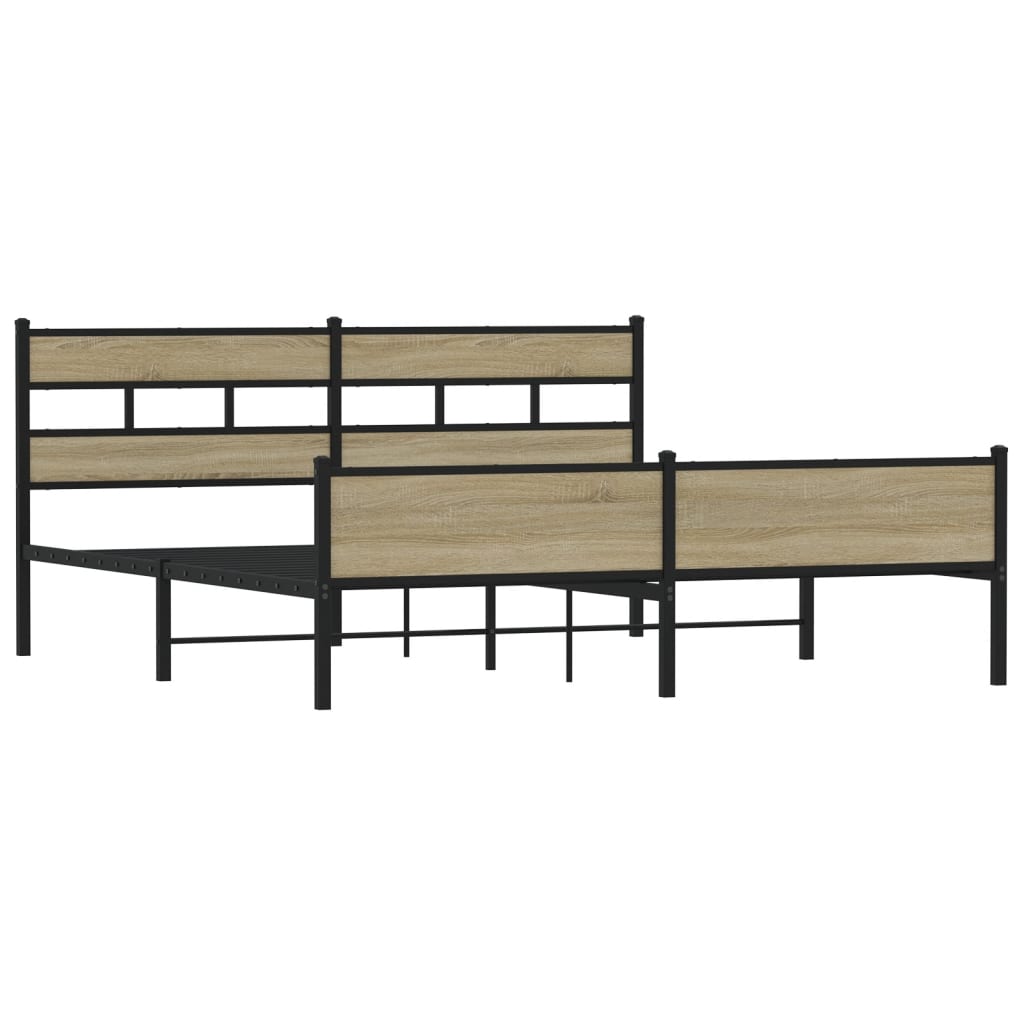 Giroletto senza Materasso in Metallo-Struttura Letto Rovere Sonoma 200x200 cm 550928