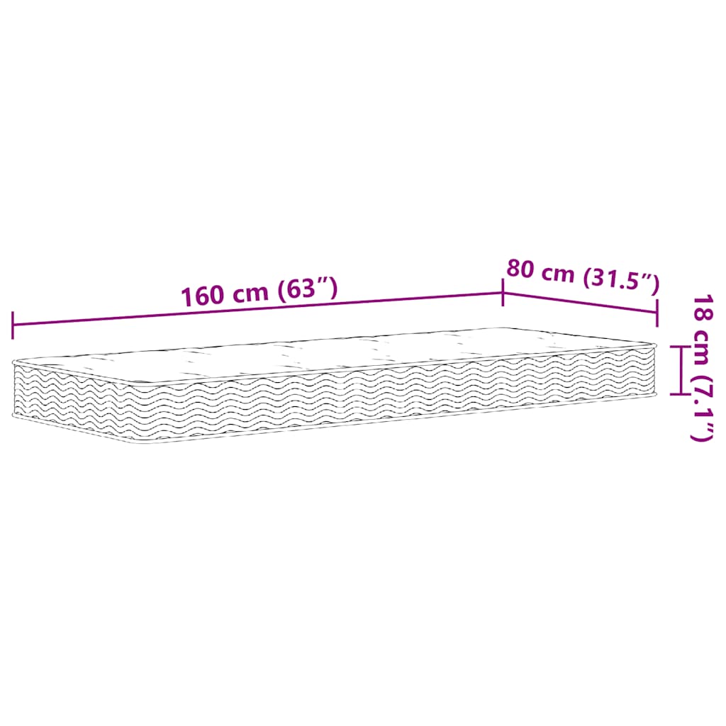 Materasso a Molle Bonnel per Bambini Medio 80x160 cm 4016556