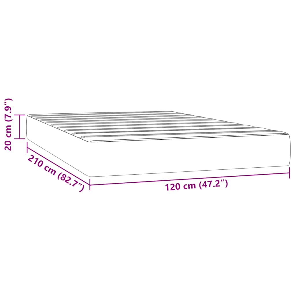 vidaXL Materasso a Molle Blu Scuro 120x210x20 cm in Velluto