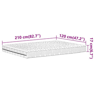 vidaXL Materasso in Schiuma Bianco 120x210 cm Durezza H2 H3