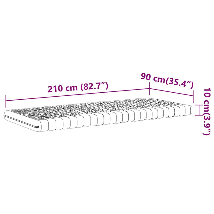 vidaXL Materasso in Schiuma Bianco 90x210 cm 7 Zone Durezza 20 ILD