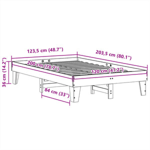 Letto senza Materasso Bianco 120x200 cm Legno Massello di Pino 855359