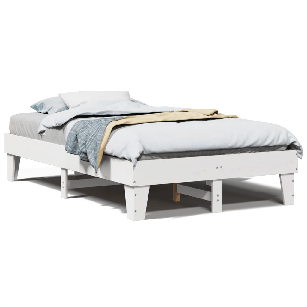 Letto senza Materasso Bianco 135x190 cm Legno Massello di Pino 855371