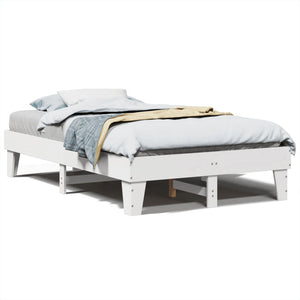Letto senza Materasso Bianco 135x190 cm Legno Massello di Pino 855371