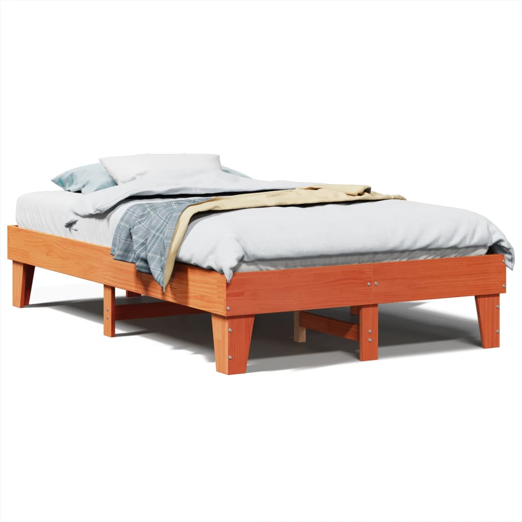 Letto senza Materasso Marrone Cera 135x190 cm in Legno di Pino 855372