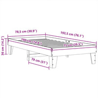 vidaXL Letto senza Materasso 75x190 cm in Legno Massello Pino