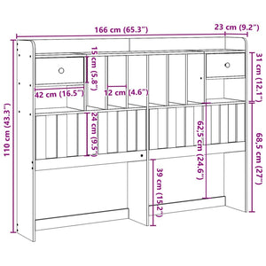 Testiera con Ripiani Marrone Cera 160 cm in Legno di Pino 855507