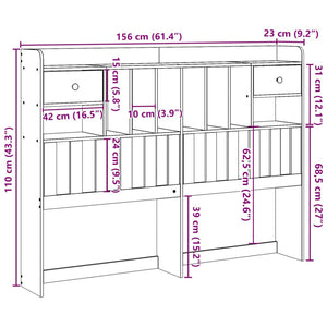 Testiera con Ripiani 150 cm in Legno Massello di Pino 855508