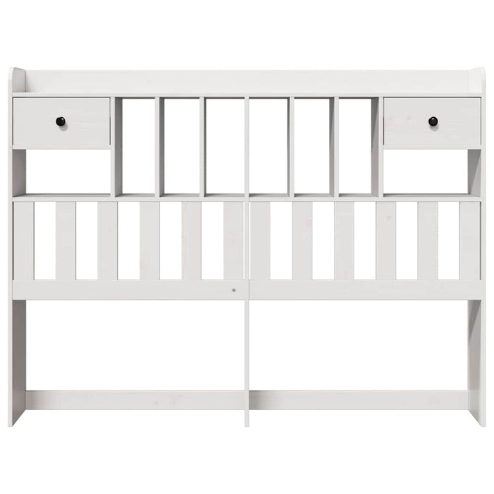 Testiera con Ripiani Bianca 140 cm in Legno Massello di Pino 855512