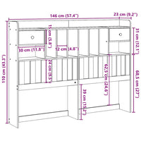 Testiera con Ripiani Marrone Cera 140 cm in Legno di Pino 855513