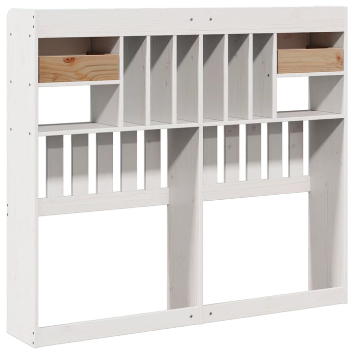 Testiera con Ripiani Bianca 135 cm in Legno Massello di Pino 855515