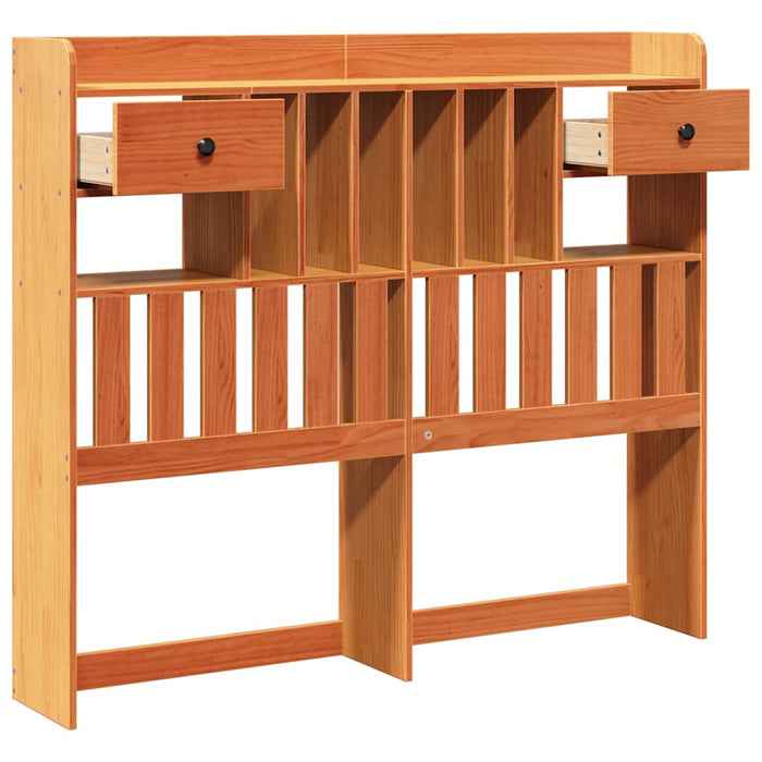 Testiera con Ripiani Marrone Cera 135 cm in Legno di Pino