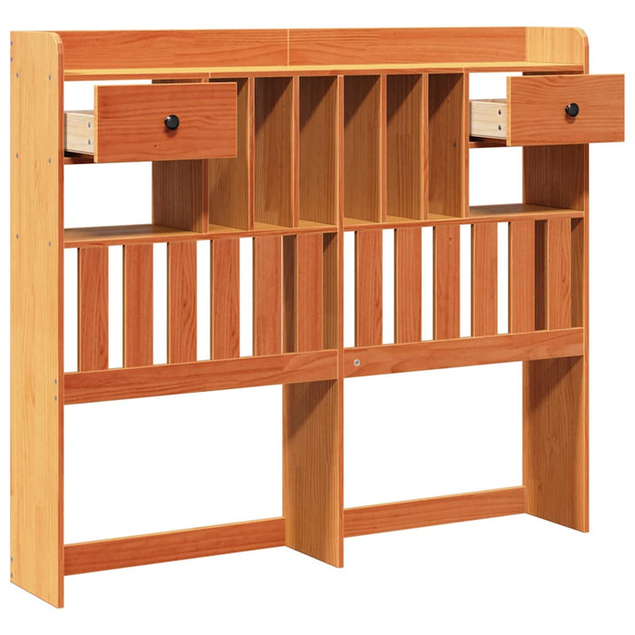 Testiera con Ripiani Marrone Cera 120 cm in Legno di Pino 855519