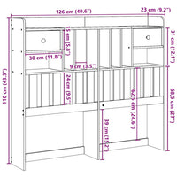 Testiera con Ripiani Marrone Cera 120 cm in Legno di Pino 855519