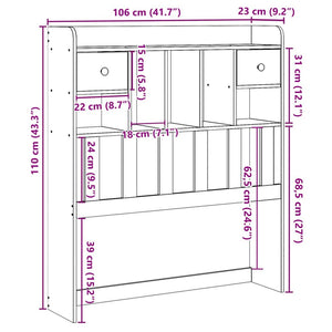 Testiera con Ripiani 100 cm in Legno Massello di Pino 855520