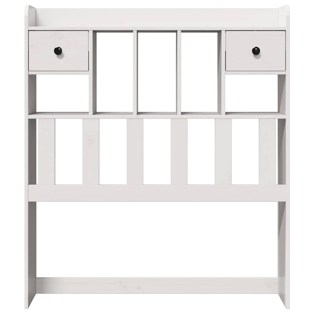 Testiera con Ripiani Bianca 75 cm in Legno Massello di Pino 855527