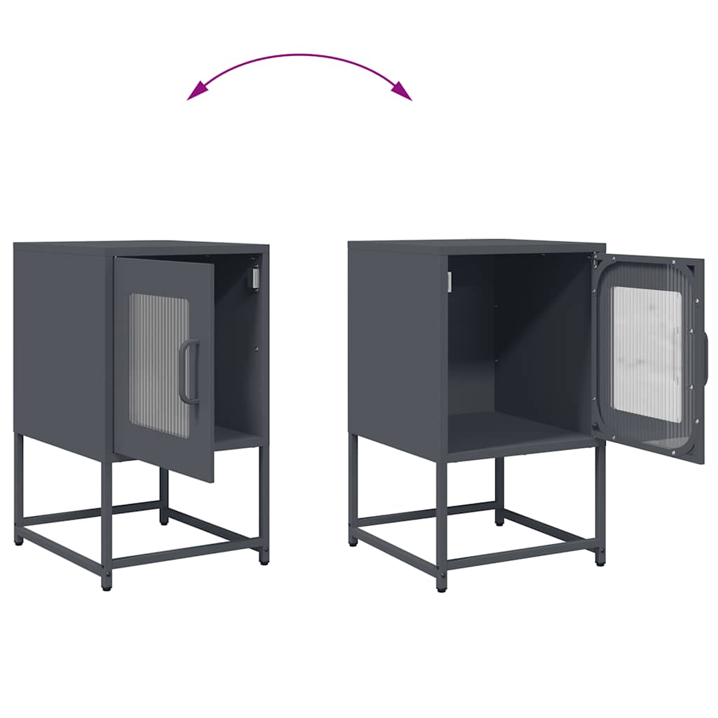 Comodino-Tavolino da notte Antracite 36x39x60,5 cm in Acciaio Laminato a Freddo