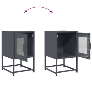 Comodino-Tavolino da notte Antracite 36x39x60,5 cm in Acciaio Laminato a Freddo