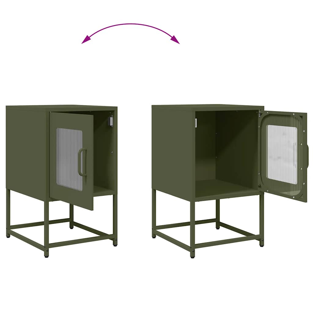 vidaXL Comodino Verde Oliva 36x39x60,5 cm in Acciaio Laminato a Freddo