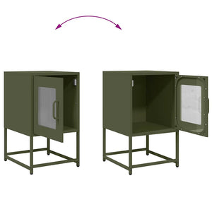vidaXL Comodino Verde Oliva 36x39x60,5 cm in Acciaio Laminato a Freddo
