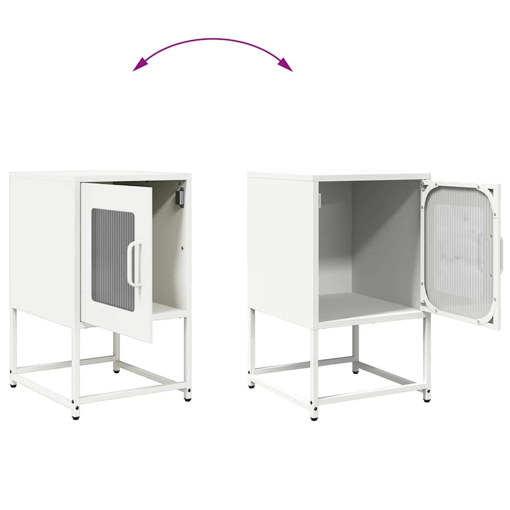 vidaXL Comodino Bianco 36x39x60,5 cm in Acciaio Laminato a Freddo