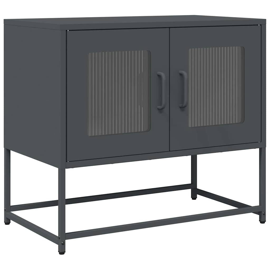 Mobile TV-Credenza TV-Console TV Antracite 68x39x60,5 cm in Acciaio Laminato a Freddo