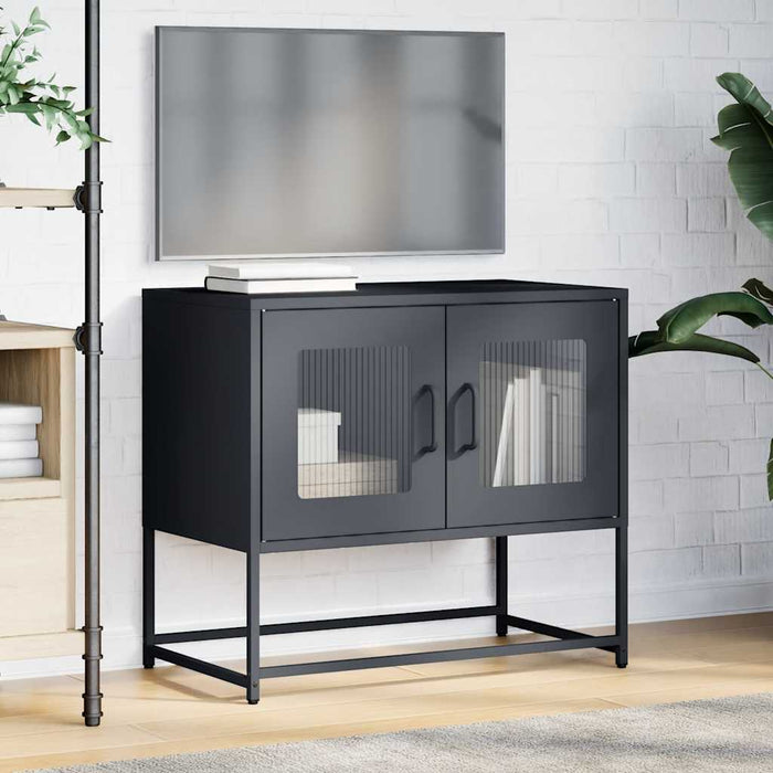 Mobile TV-Credenza TV-Console TV Antracite 68x39x60,5 cm in Acciaio Laminato a Freddo