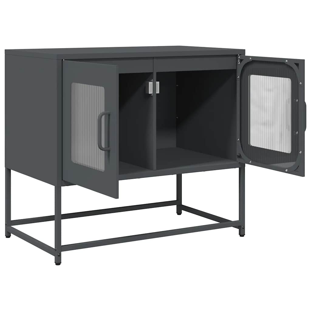 Mobile TV-Credenza TV-Console TV Antracite 68x39x60,5 cm in Acciaio Laminato a Freddo