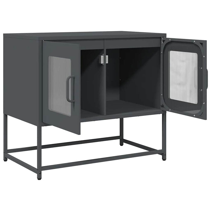 Mobile TV-Credenza TV-Console TV Antracite 68x39x60,5 cm in Acciaio Laminato a Freddo