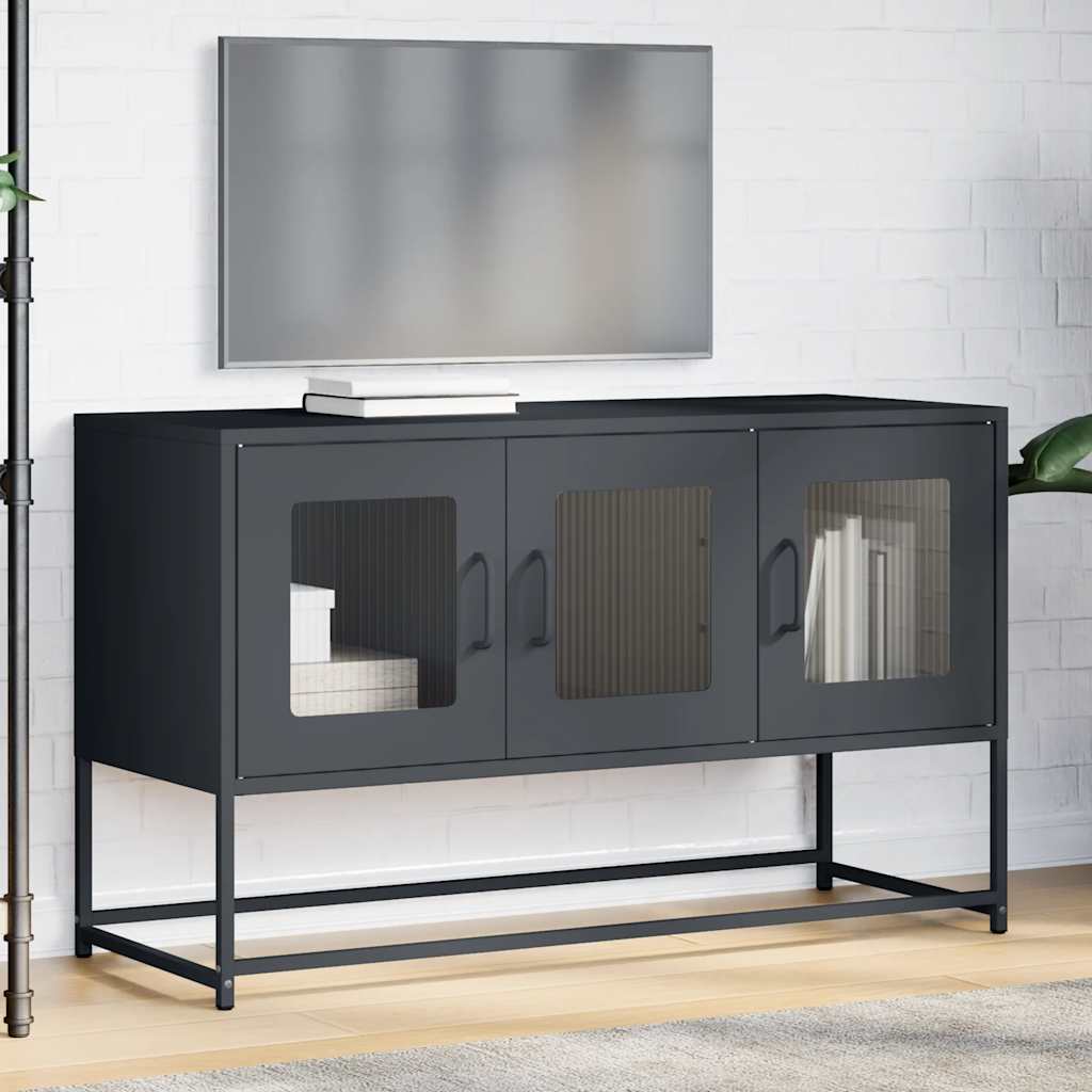 Mobile TV-Credenza TV-Console TV Antracite 100,5x39x60,5 cm Acciaio Laminato a Freddo