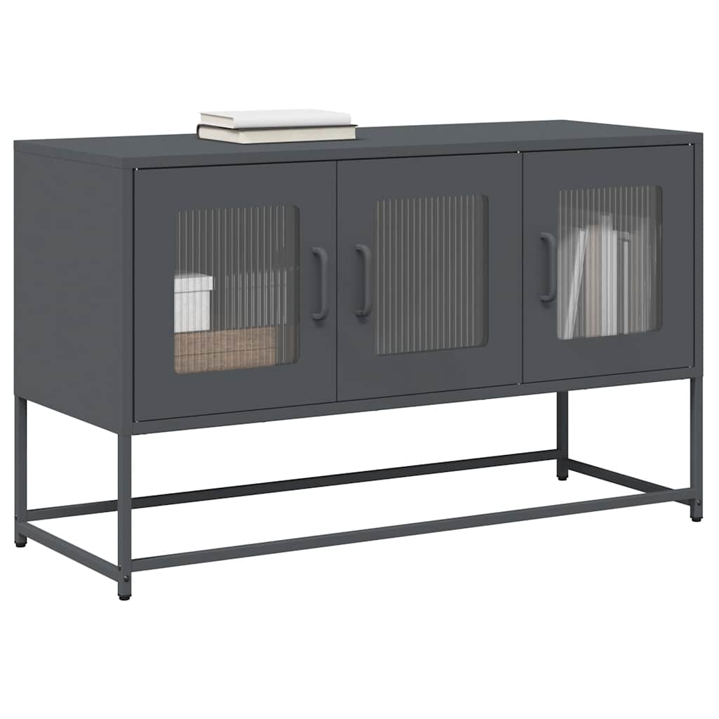 Mobile TV-Credenza TV-Console TV Antracite 100,5x39x60,5 cm Acciaio Laminato a Freddo