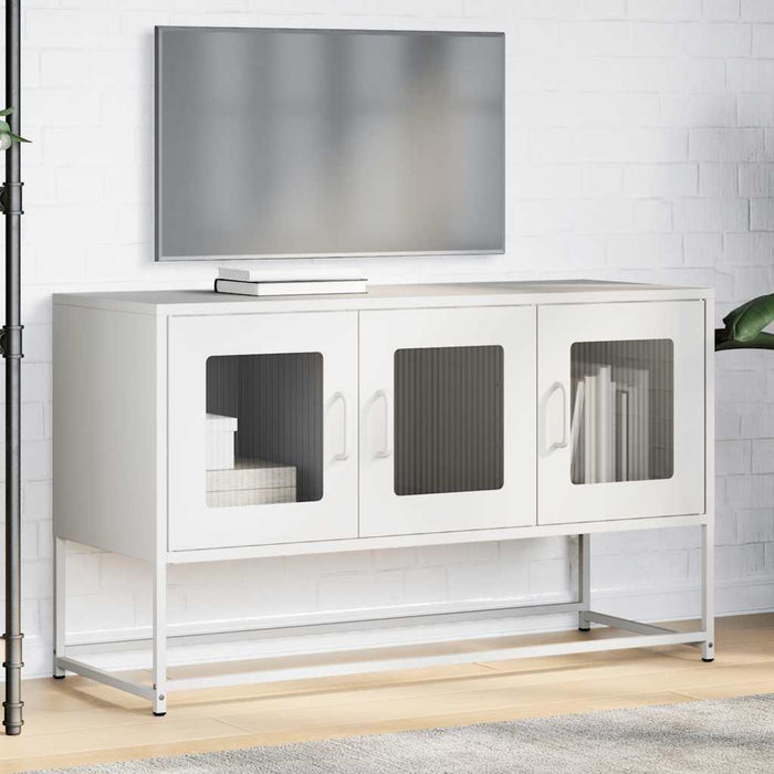 Mobile TV-Credenza TV-Console TV Bianco 100,5x39x60,5 cm in Acciaio Laminato a Freddo