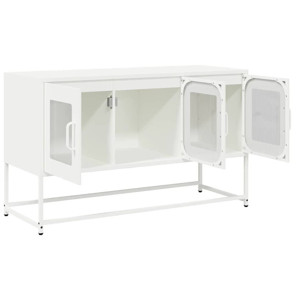 Mobile TV-Credenza TV-Console TV Bianco 100,5x39x60,5 cm in Acciaio Laminato a Freddo
