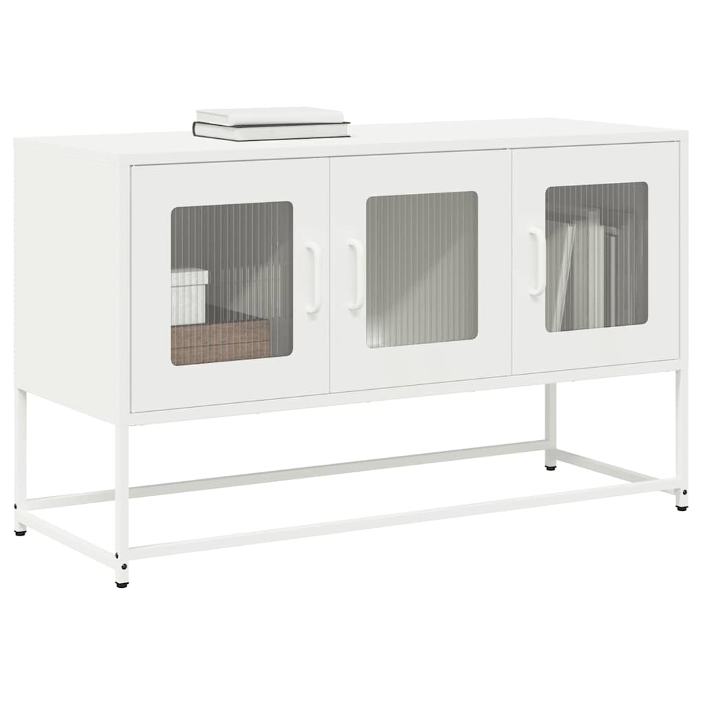 Mobile TV-Credenza TV-Console TV Bianco 100,5x39x60,5 cm in Acciaio Laminato a Freddo
