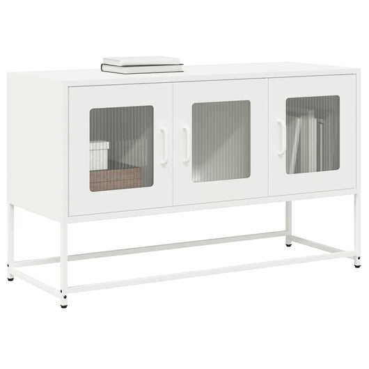 Mobile TV-Credenza TV-Console TV Bianco 100,5x39x60,5 cm in Acciaio Laminato a Freddo