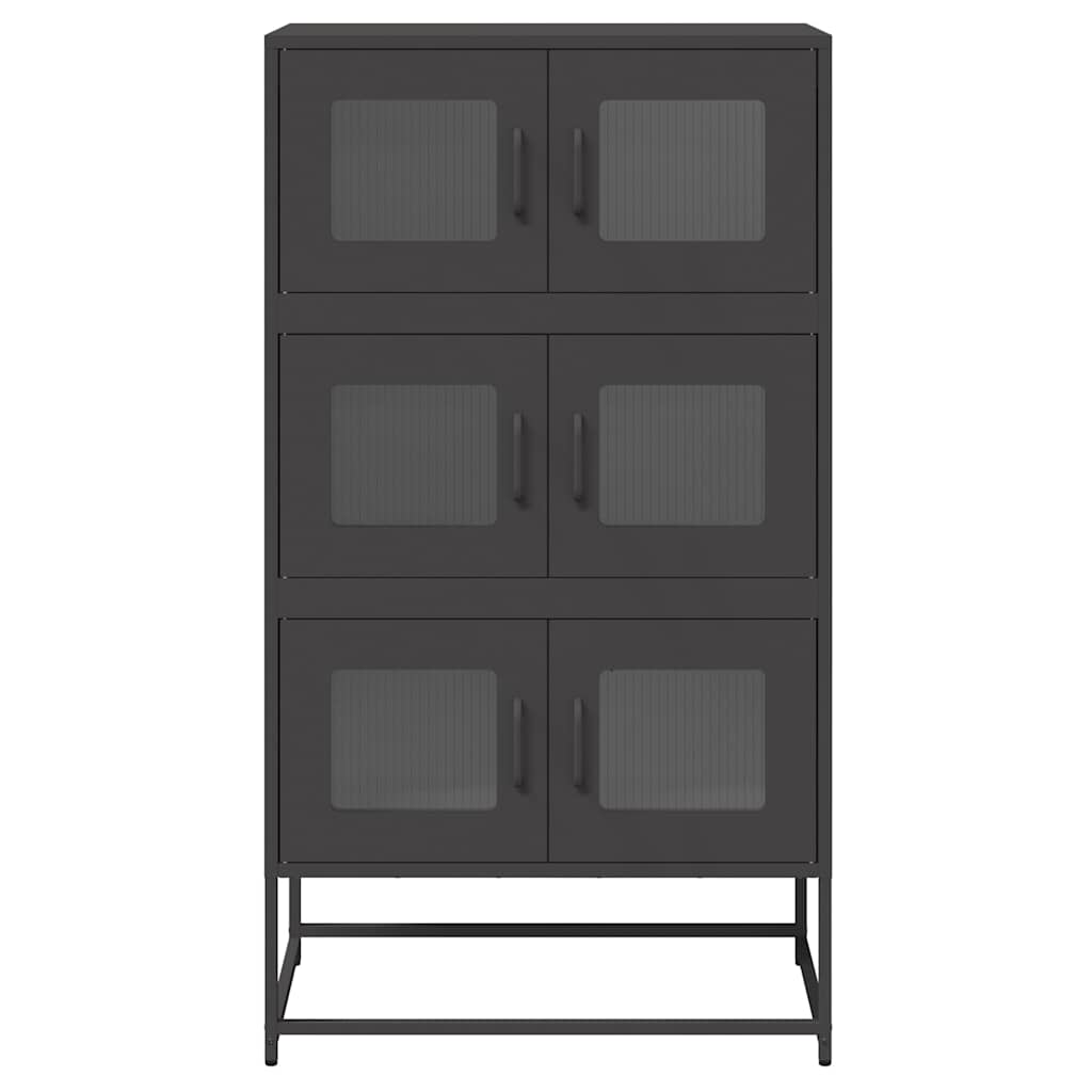 Credenza-Buffet-Armadio da cucina Nera 68x39x123 cm in Acciaio 176164