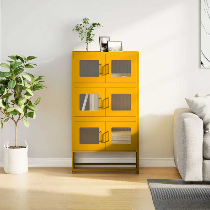 vidaXL Credenza Giallo Senape 68x39x123 cm in Acciaio