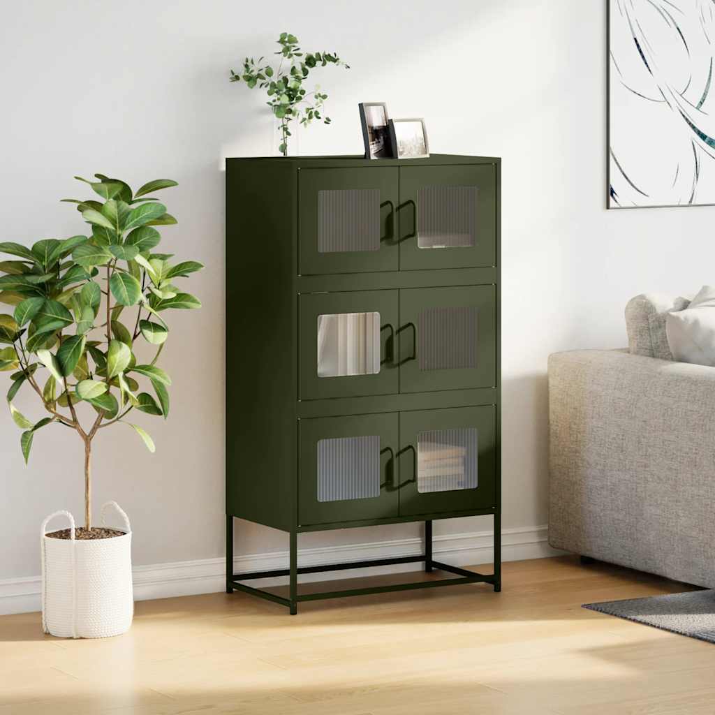 Credenza Verde Oliva 68x39x123 cm in Acciaio 853354