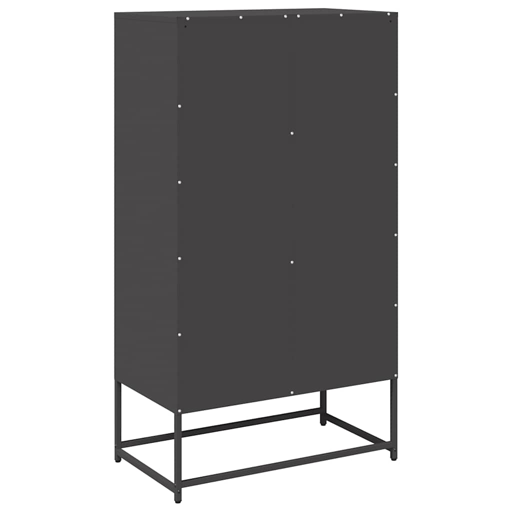 Credenza-Buffet-Armadio da cucina Nera 68x39x123 cm in Acciaio 908815