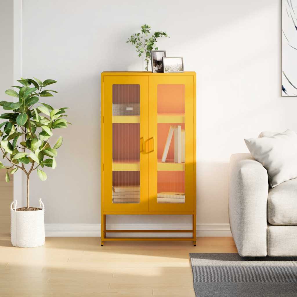 Credenza Giallo Senape 68x39x123 cm in Acciaio 853359
