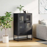 Credenza-Buffet-Armadio da cucina Nera 68x39x111,5 cm Acciaio 857253