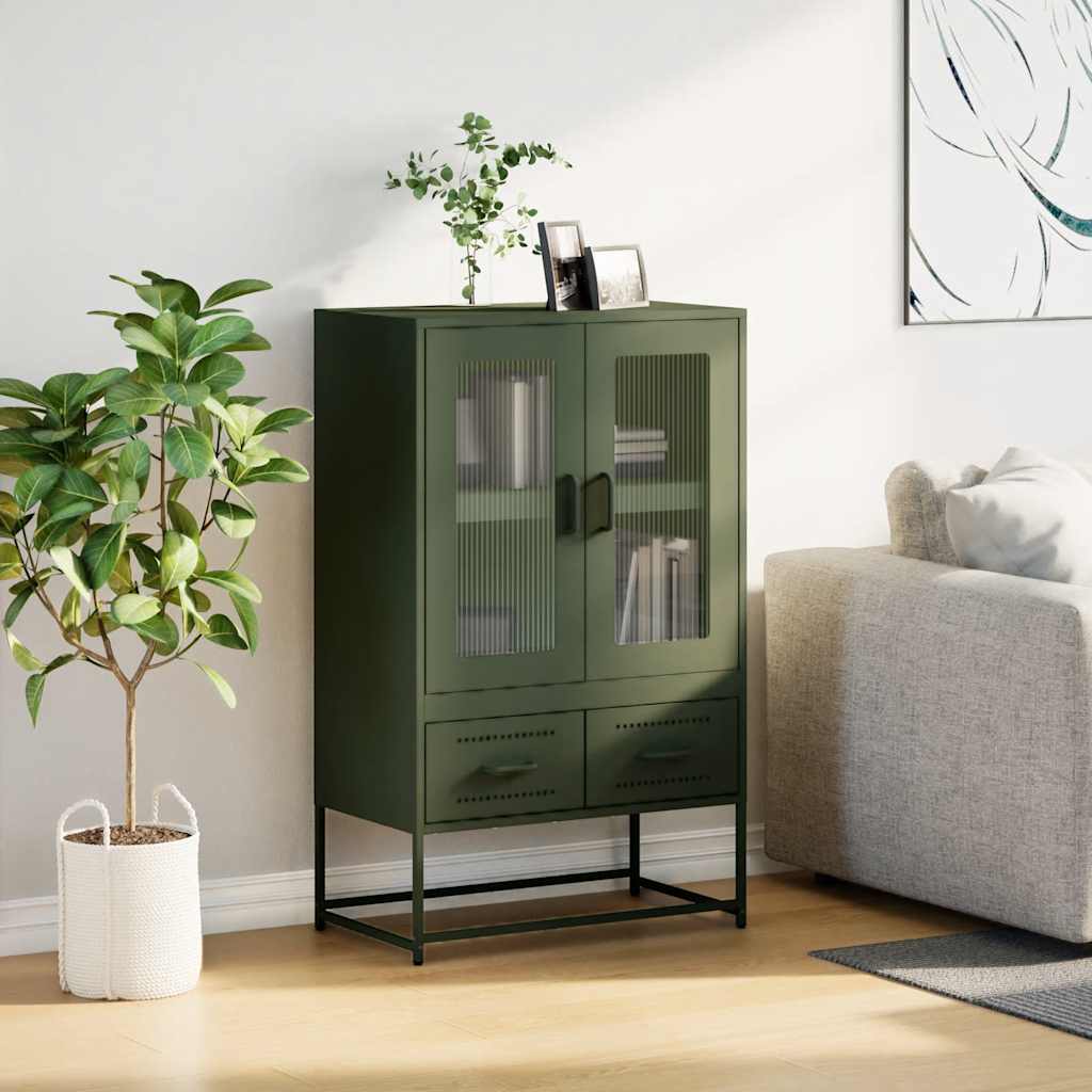 Credenza Verde Oliva 68x39x111,5 cm in Acciaio 853366